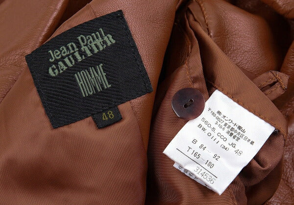 Jean Paul GAULTIER HOMME Sheepskin Coat Brown Size 48