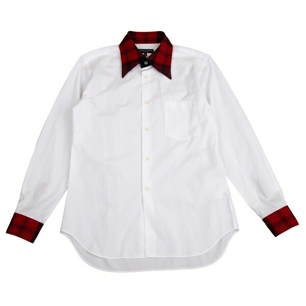 COMME des GARCONS HOMME PLUS Tartan Check White Red Shirt Size XS