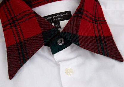 COMME des GARCONS HOMME PLUS Tartan Check White Red Shirt Size XS