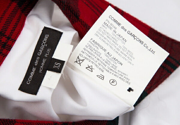COMME des GARCONS HOMME PLUS Tartan Check White Red Shirt Size XS