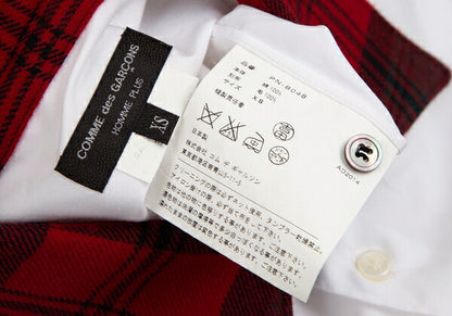 COMME des GARCONS HOMME PLUS Tartan Check White Red Shirt Size XS