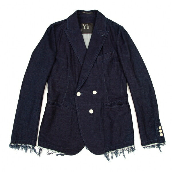 Y's 15AW Cotton Double-Breasted Jacket Indigo Size 2