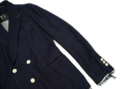 Y's 15AW Cotton Double-Breasted Jacket Indigo Size 2