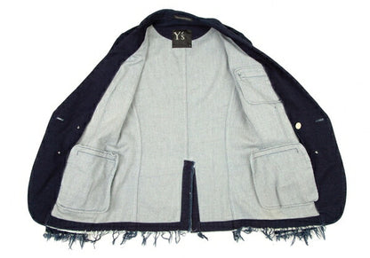 Y's 15AW Cotton Double-Breasted Jacket Indigo Size 2