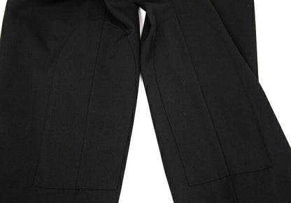 JUNIOR GAULTIER Gabardine Hem Zip Knee Pants Black Size 50