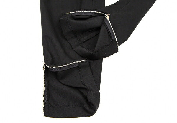 JUNIOR GAULTIER Gabardine Hem Zip Knee Pants Black Size 50