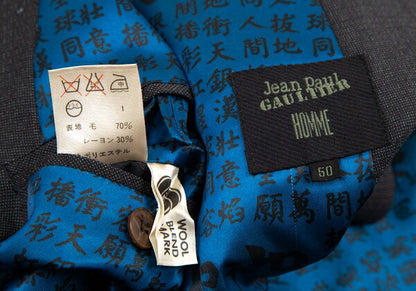 Jean Paul GAULTIER HOMME Kanji Print Jacket Charcoal Size 50