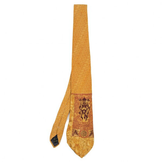 Jean Paul GAULTIER HOMME Silk Tribal Print Tie Mustard