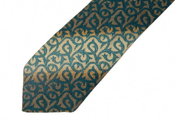 Jean Paul GAULTIER HOMME Silk Tribal Regimental Green Blue Tie