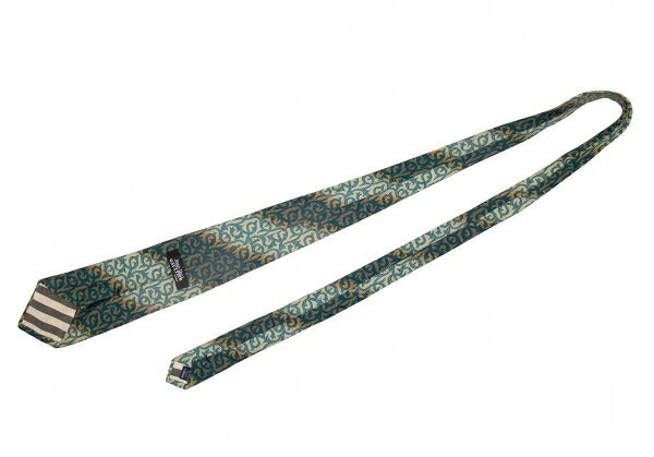 Jean Paul GAULTIER HOMME Silk Tribal Regimental Green Blue Tie