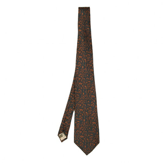 Jean Paul GAULTIER HOMME Silk Arabesque Jacquard Navy Brown Tie