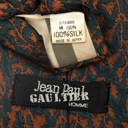 Jean Paul GAULTIER HOMME Silk Arabesque Jacquard Navy Brown Tie