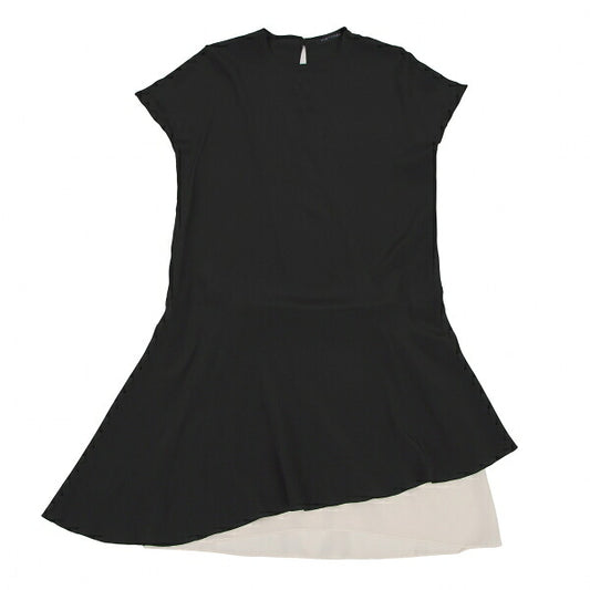 YOKO CHAN Silk Sleeve Cutout Layered Dress Black Size 38