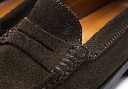 TOD'S Suede Loafers Khaki Size 35 (22cm)