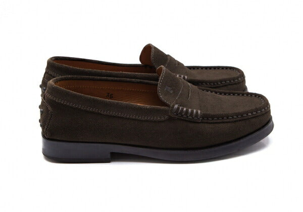 TOD'S Suede Loafers Khaki Size 35 (22cm)