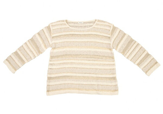 Plantation Openwork Border Knit Sweater Ecru Size M