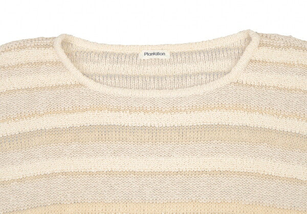 Plantation Openwork Border Knit Sweater Ecru Size M