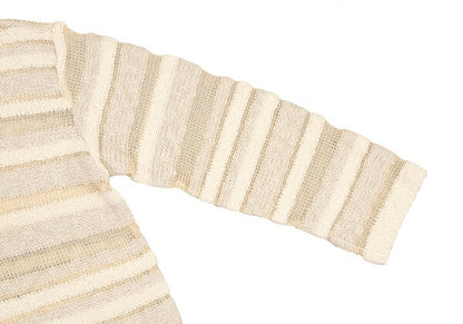 Plantation Openwork Border Knit Sweater Ecru Size M