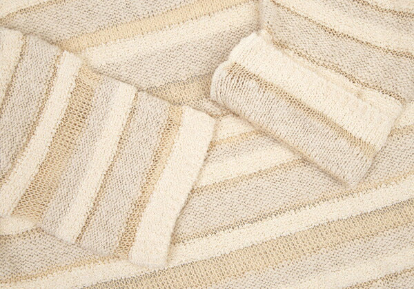 Plantation Openwork Border Knit Sweater Ecru Size M