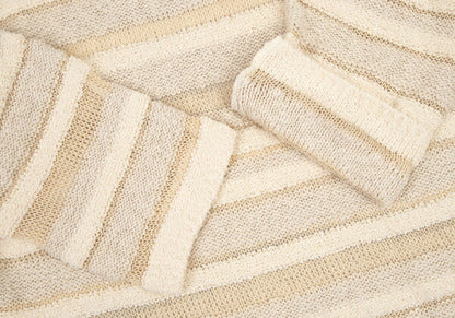 Plantation Openwork Border Knit Sweater Ecru Size M