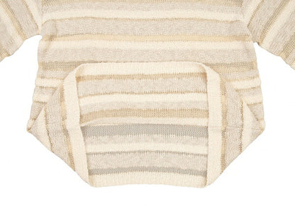 Plantation Openwork Border Knit Sweater Ecru Size M