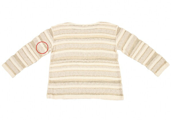 Plantation Openwork Border Knit Sweater Ecru Size M