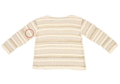 Plantation Openwork Border Knit Sweater Ecru Size M