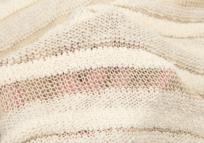 Plantation Openwork Border Knit Sweater Ecru Size M