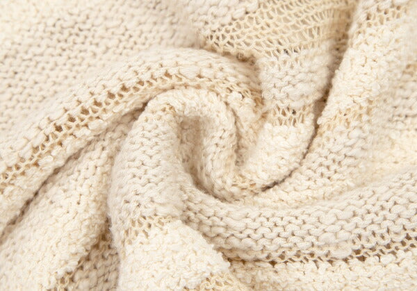 Plantation Openwork Border Knit Sweater Ecru Size M
