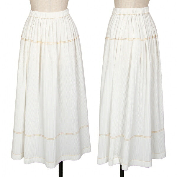 ISSEY MIYAKE Pleated Double Stitch Skirt White Size M