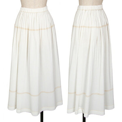 ISSEY MIYAKE Pleated Double Stitch Skirt White Size M
