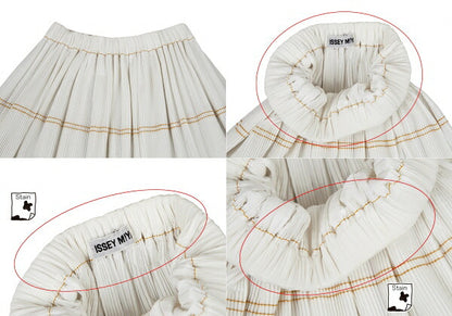 ISSEY MIYAKE Pleated Double Stitch Skirt White Size M