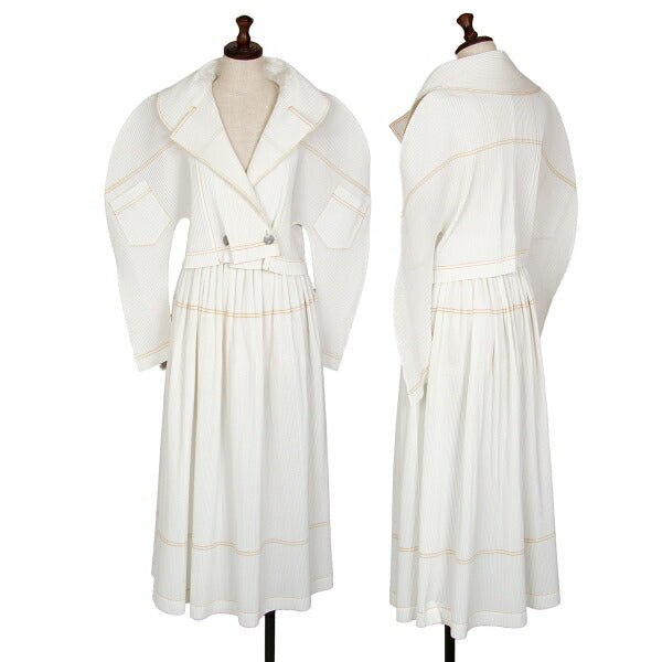 ISSEY MIYAKE Pleated Double Stitch Skirt White Size M