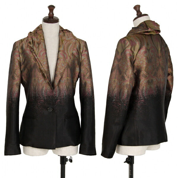 ISSEY MIYAKE Floral Gradation Silk Jacket Black Brown Size 1