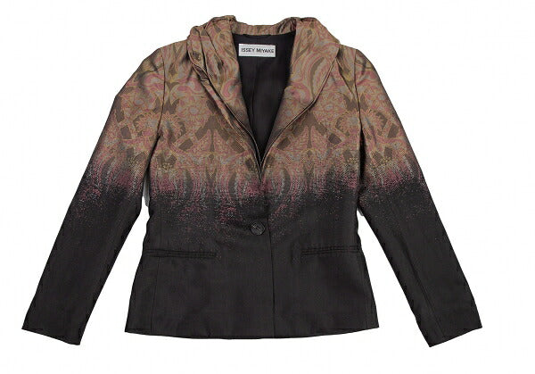ISSEY MIYAKE Floral Gradation Silk Jacket Black Brown Size 1