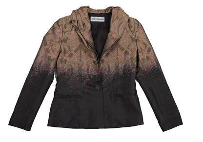ISSEY MIYAKE Floral Gradation Silk Jacket Black Brown Size 1