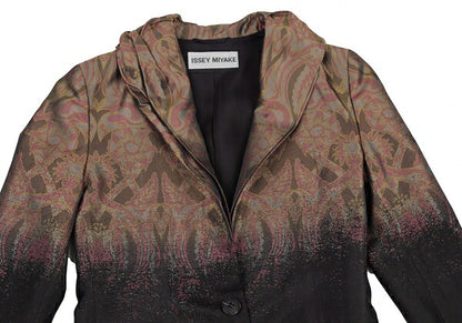 ISSEY MIYAKE Floral Gradation Silk Jacket Black Brown Size 1