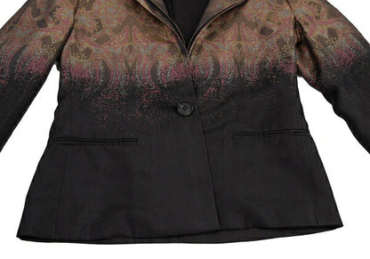 ISSEY MIYAKE Floral Gradation Silk Jacket Black Brown Size 1