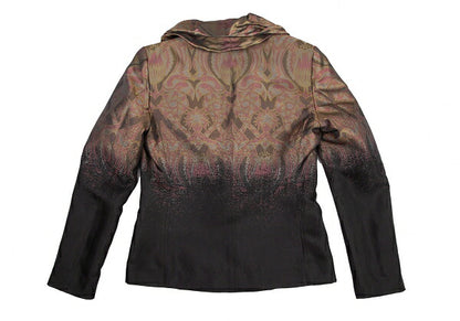 ISSEY MIYAKE Floral Gradation Silk Jacket Black Brown Size 1