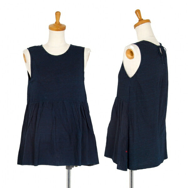 45rpm Dyed Gathered Sleeveless Tank Top Indigo Size 1