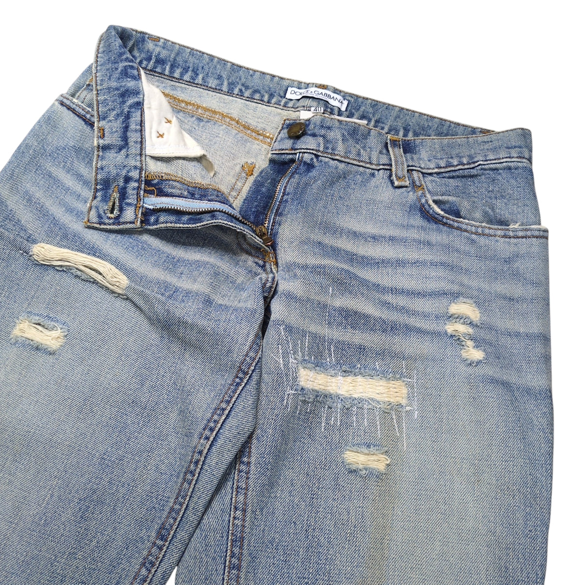 Dolce & Gabbana Distressed Blue Boots Denim Jeans Size 40