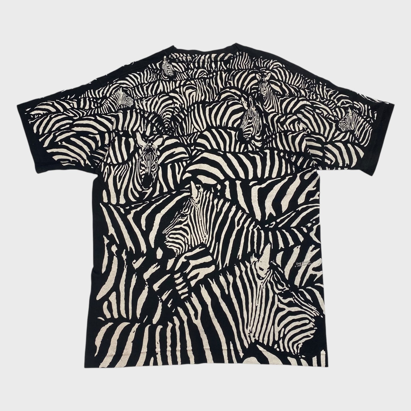 Liquid Blue 90s Zebra Art Overprint USA Made Tee Size L