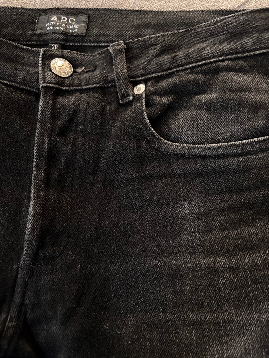 A.P.C. 10s Cotton Petit Standard Faded Black Jeans Size S