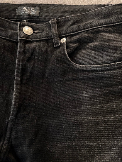 A.P.C. 10s Cotton Petit Standard Faded Black Jeans Size S