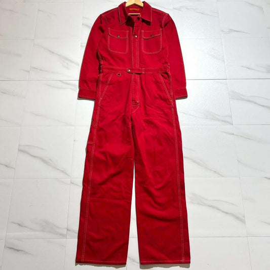 Vintage Issey Miyake Bottoms - ISSEY MIYAKE MEN 14AW Overalls Cotton Red Size 3 - Authentic Archive