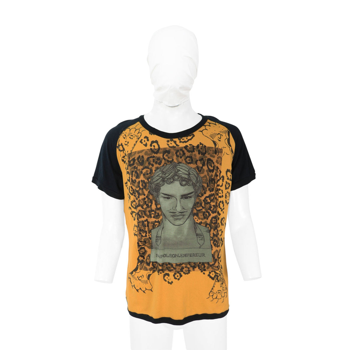 JOHNGALLIANO Stretch Cotton T-Shirt Yellow Black Size XL