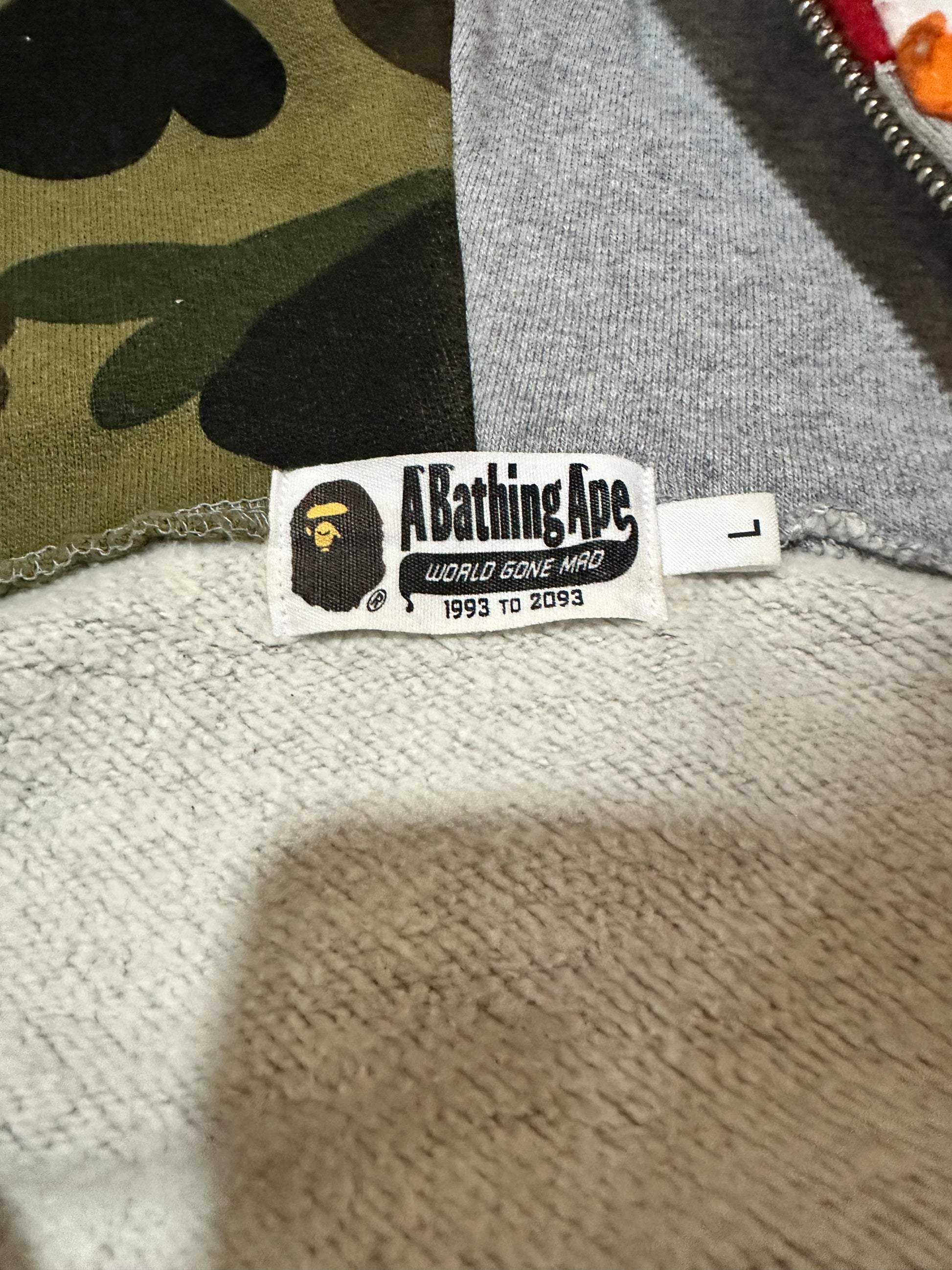 Bape - BAPE BY A BATHING APE CrazyFace Full Zip Hoody Gray Size L