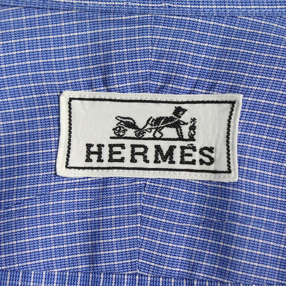 HERMES Cotton Long Sleeve Shirt Blue Size 40