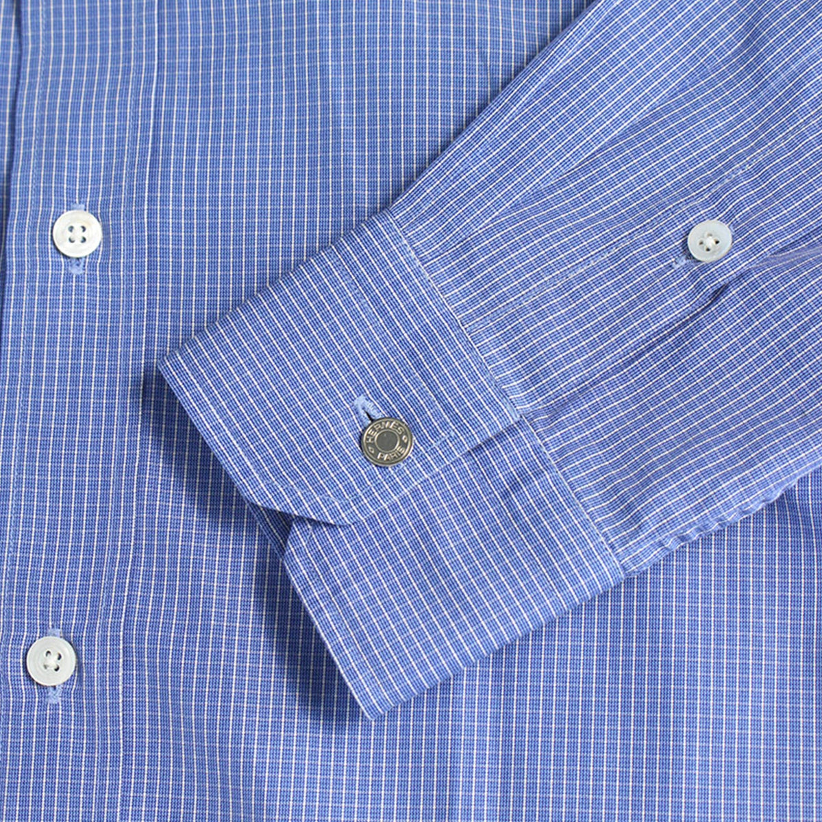 HERMES Cotton Long Sleeve Shirt Blue Size 40