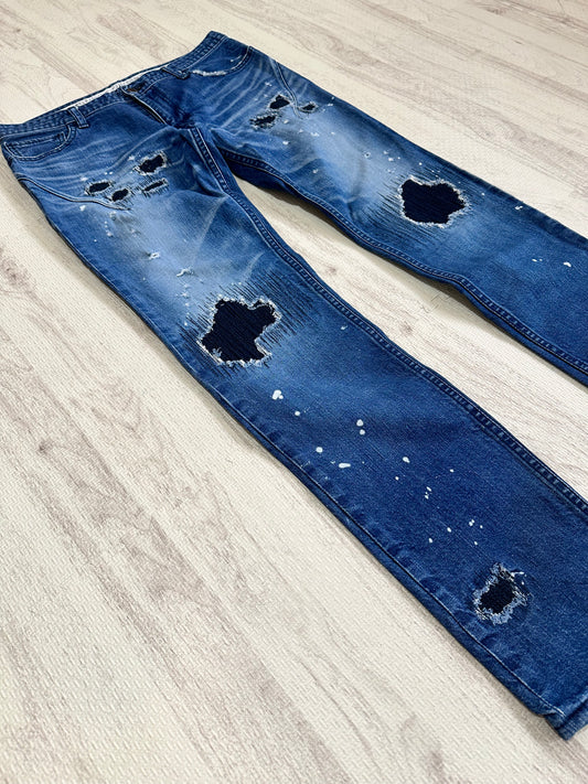 Vintage Number (N)ine Bottoms - n(n) BY NUMBER (N)INE Grunge Denim Pants Indigo Size 3 - Authentic Archive